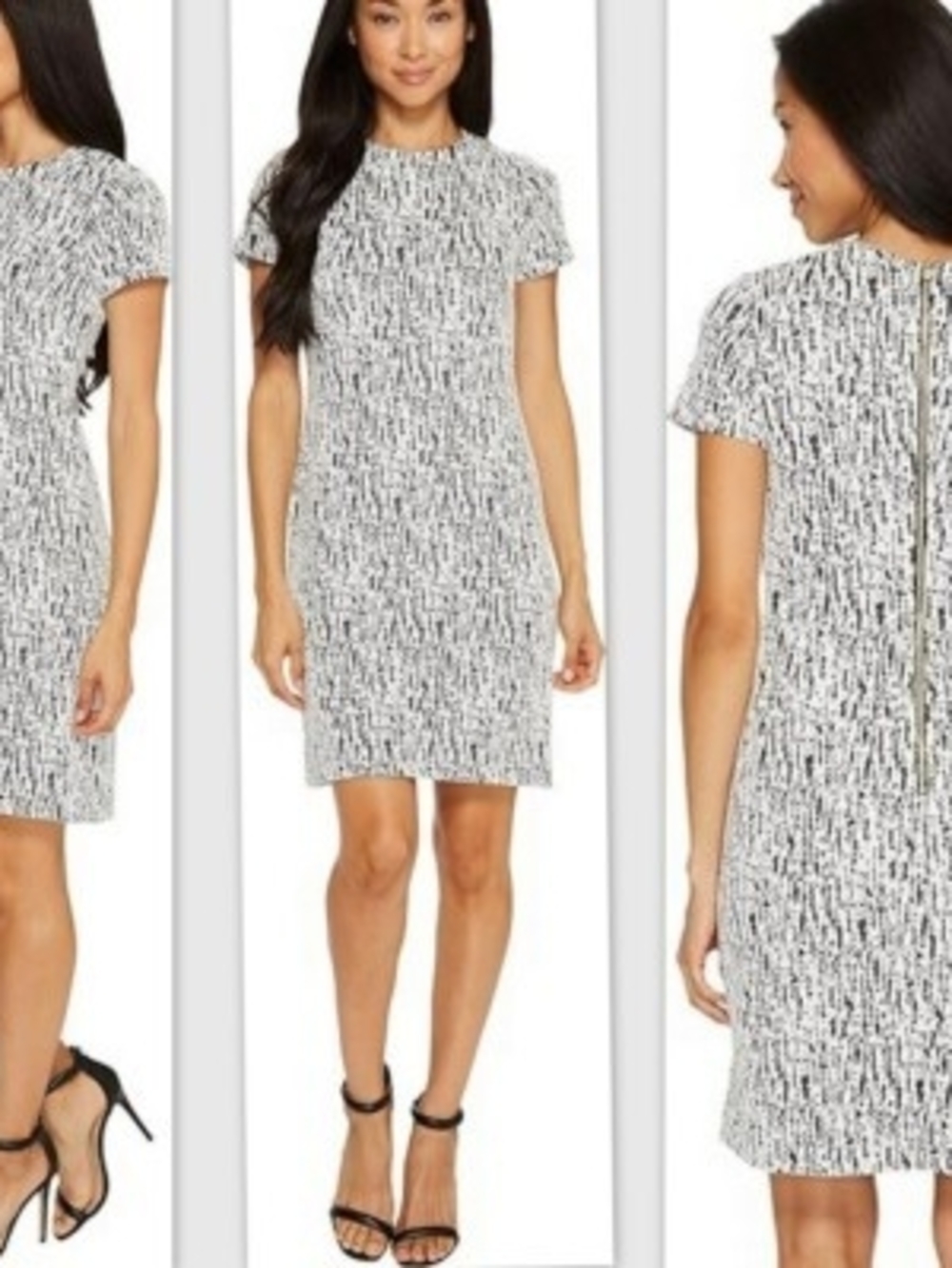 Calvin Klein Black & White Textured Knit Mini Dress